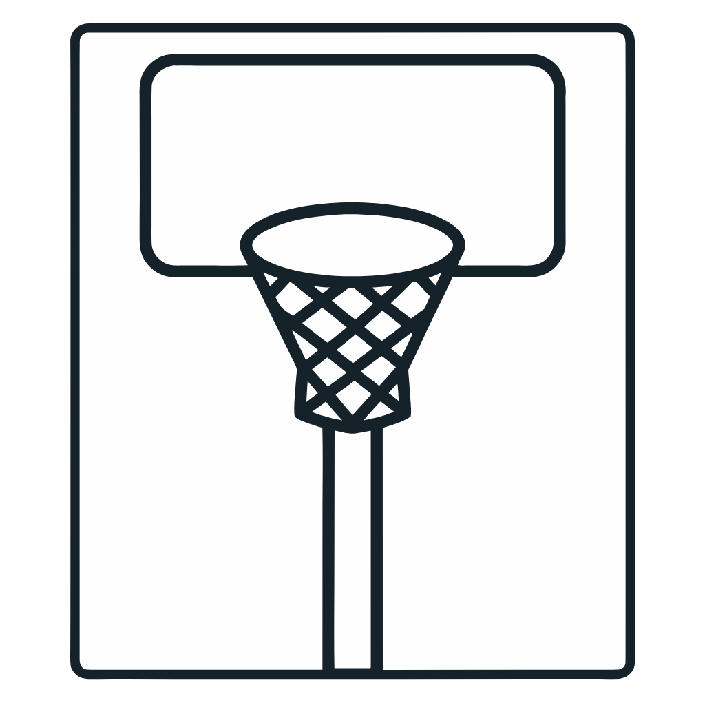 Ausmalbild mit Basketballkorb