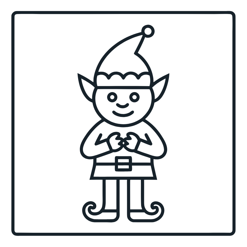 Ausmalbild mit Weihnachtswichtel