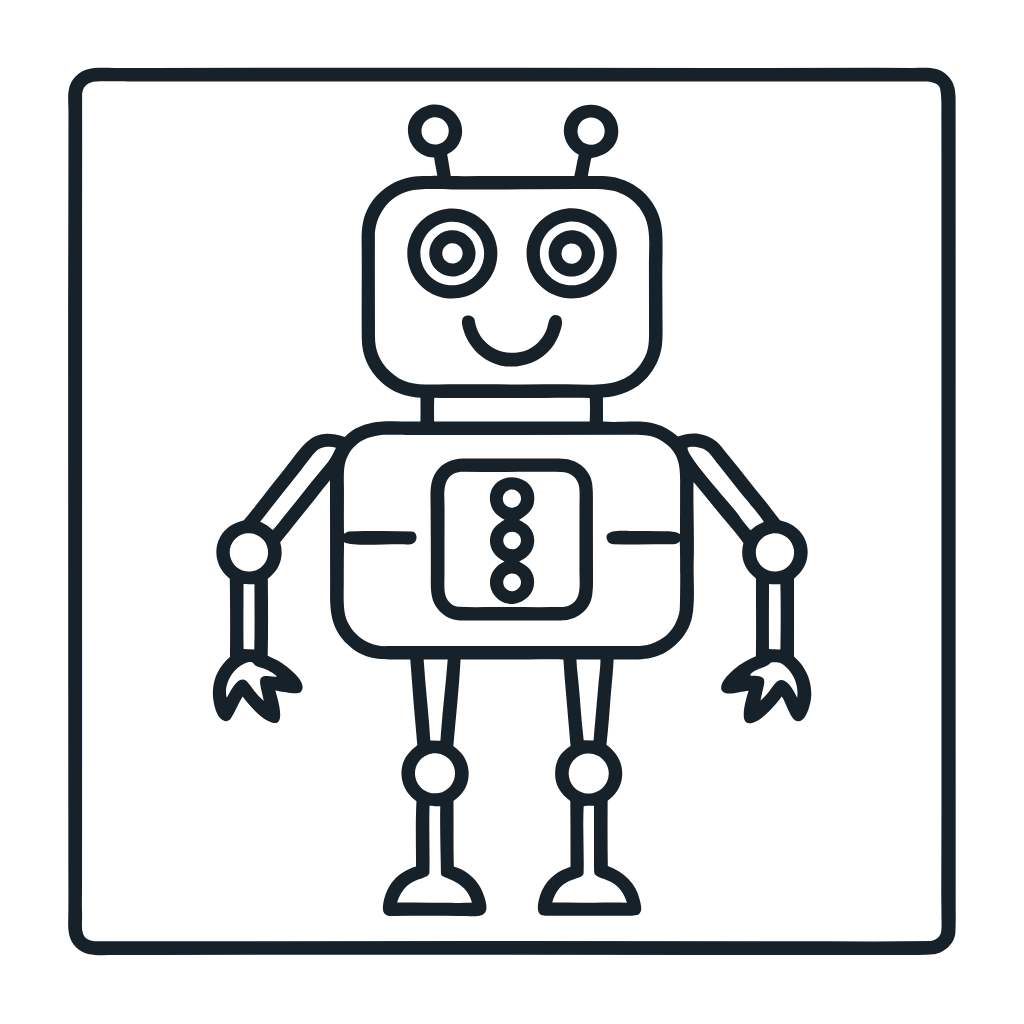 Ausmalbild mit Programmierroboter