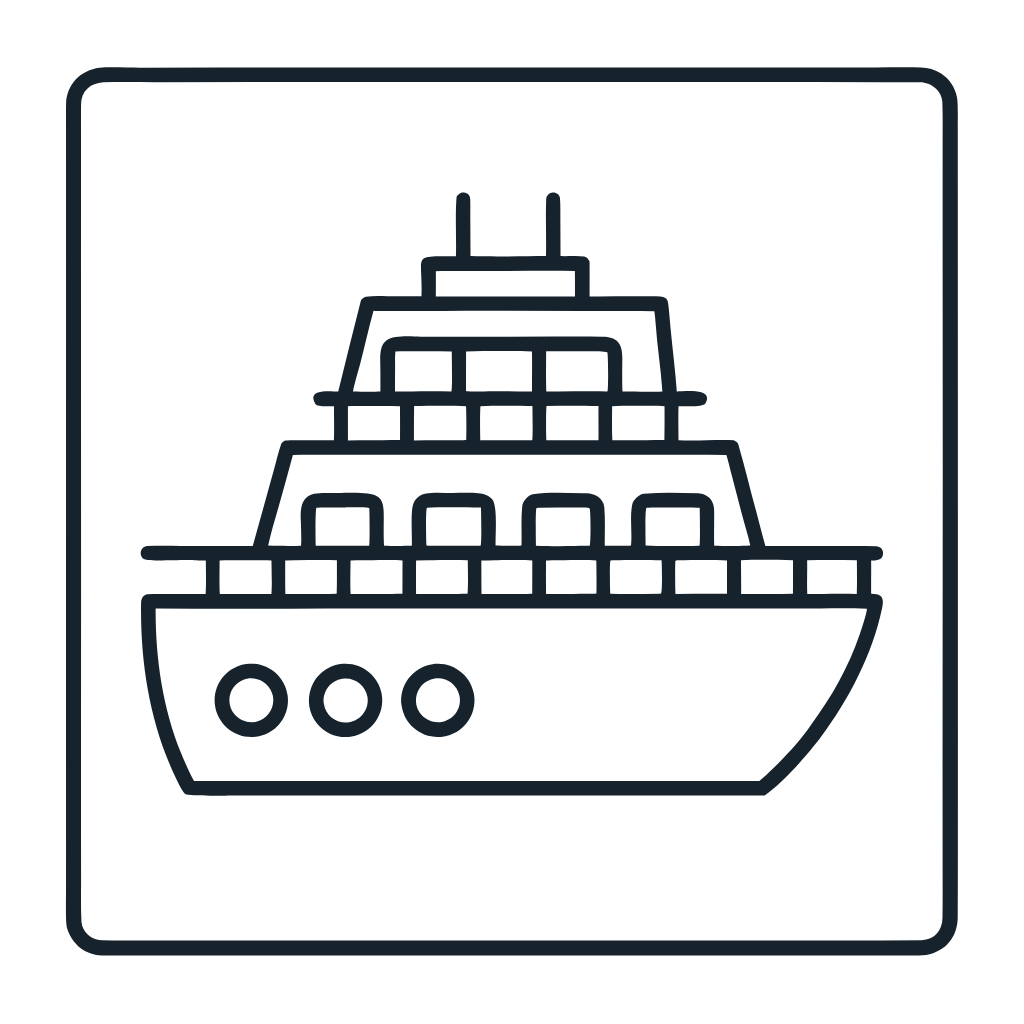 Ausmalbild mit Kreuzfahrtschiff