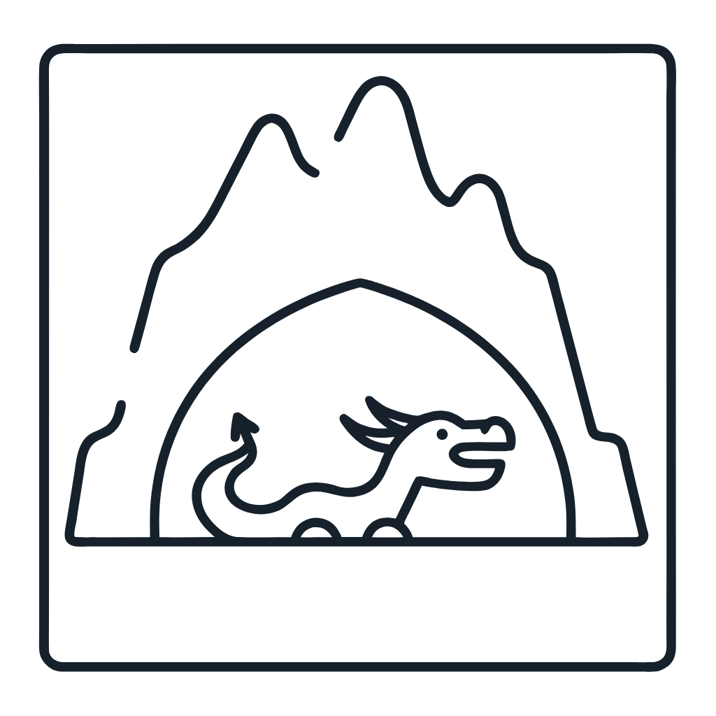 Ausmalbild mit Drachenhöhle