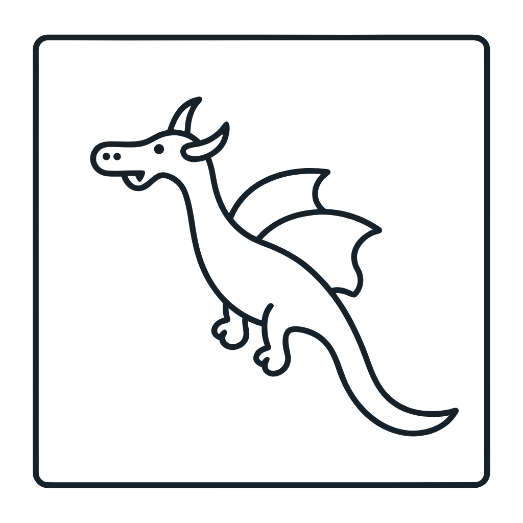 Ausmalbild mit Fliegender Drache
