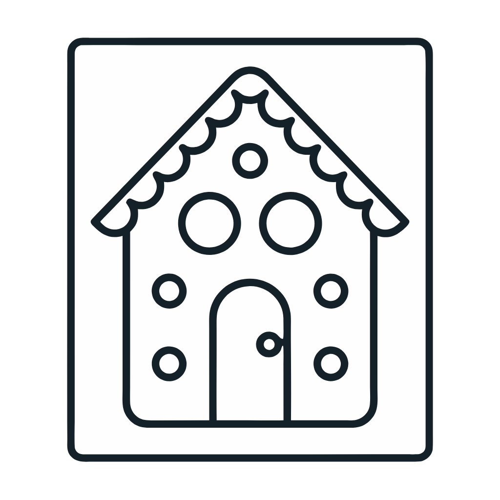 Ausmalbild mit Lebkuchenhaus