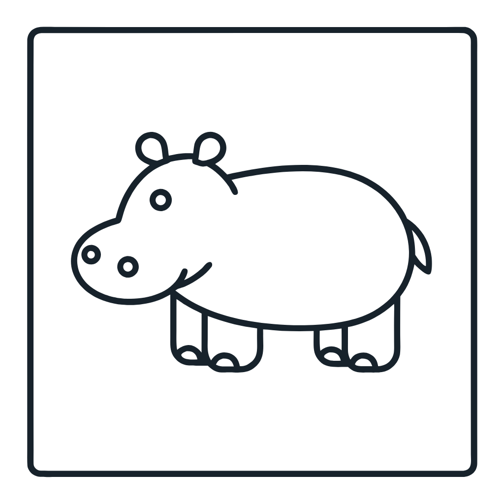 Ausmalbild mit Nilpferd