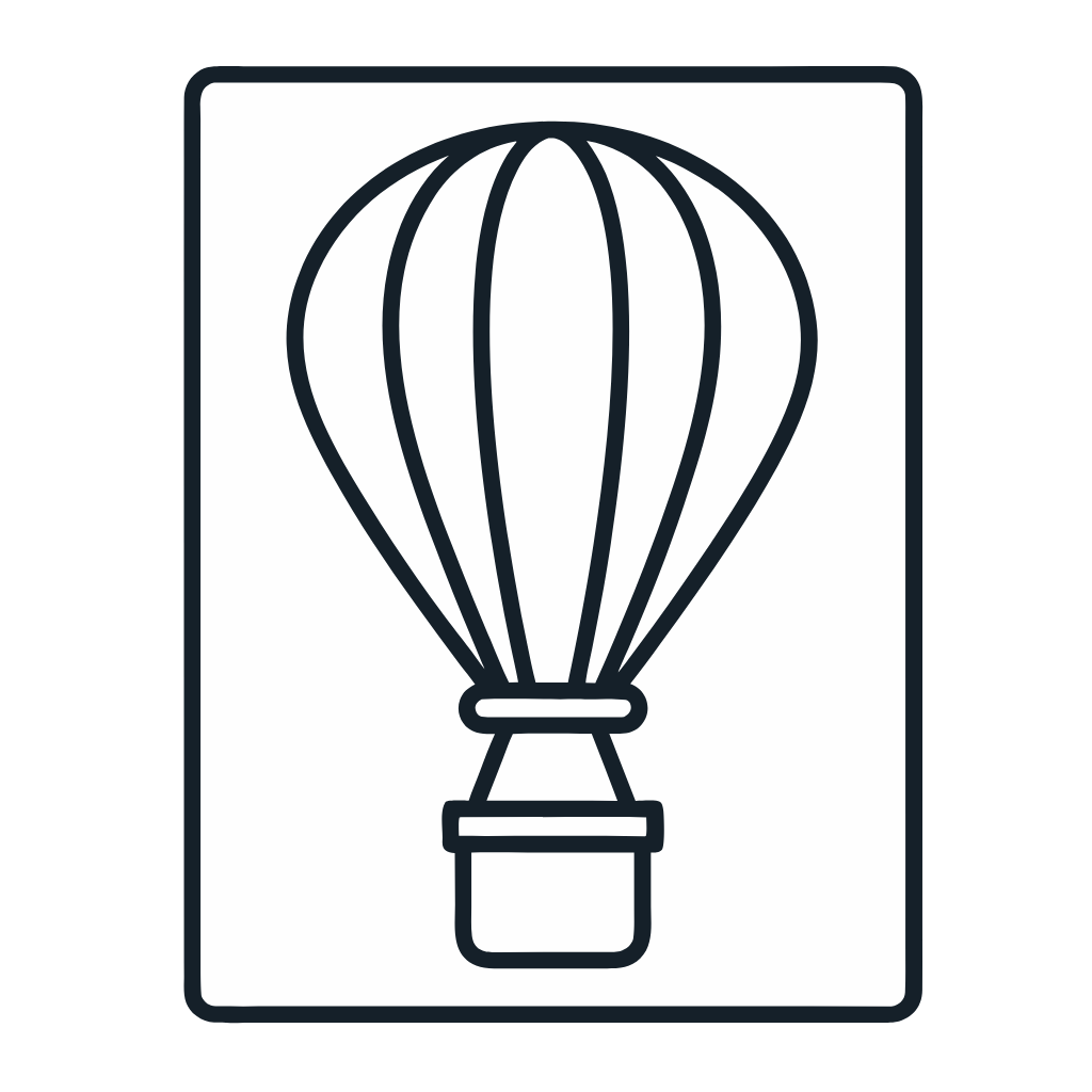 Ausmalbild mit Heißluftballon