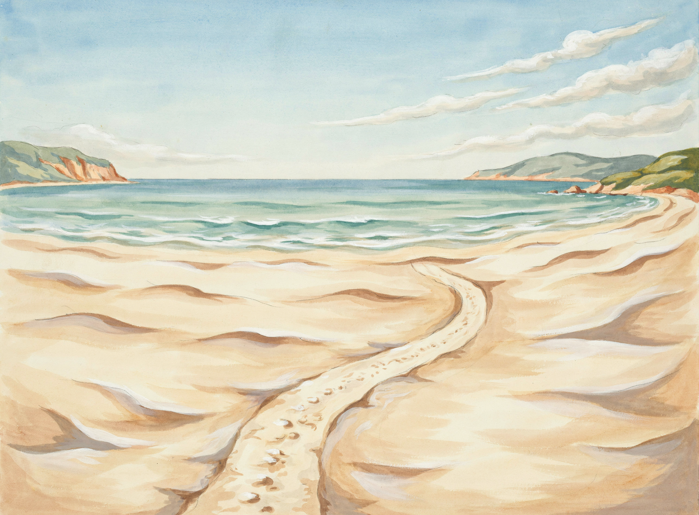 Illustrierte Szene: Strand