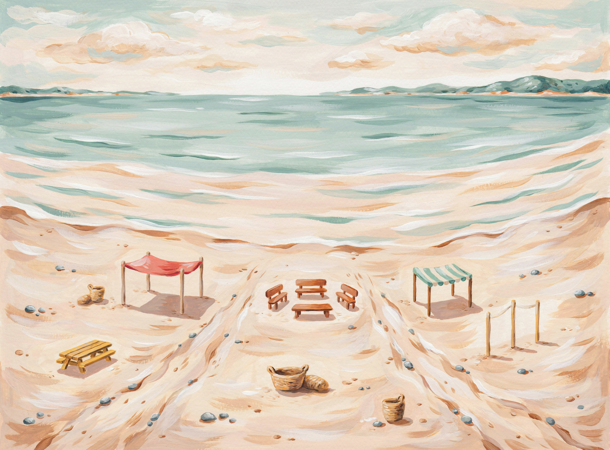 Illustrierte Szene: Strand