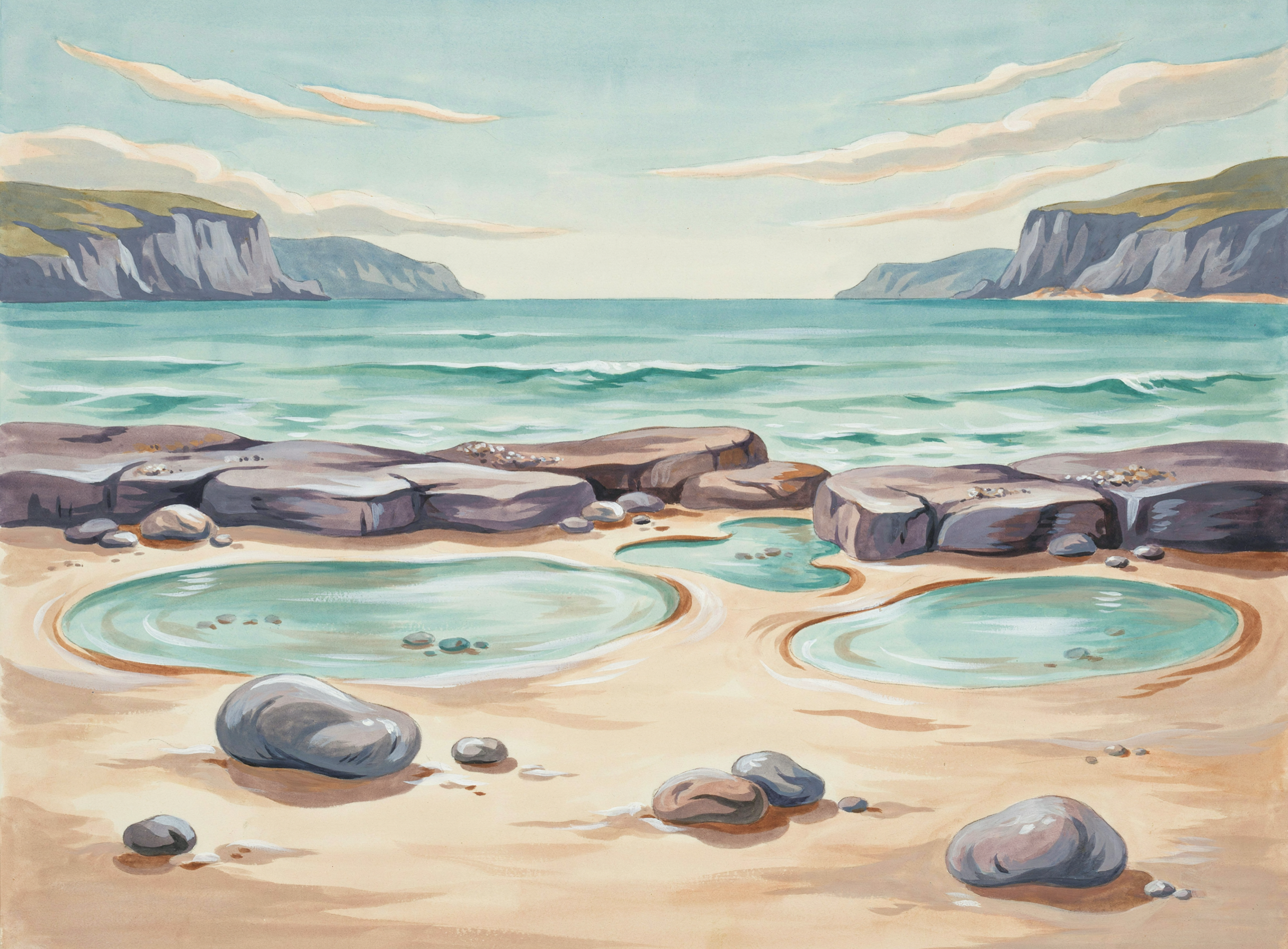 Illustrierte Szene: Strand