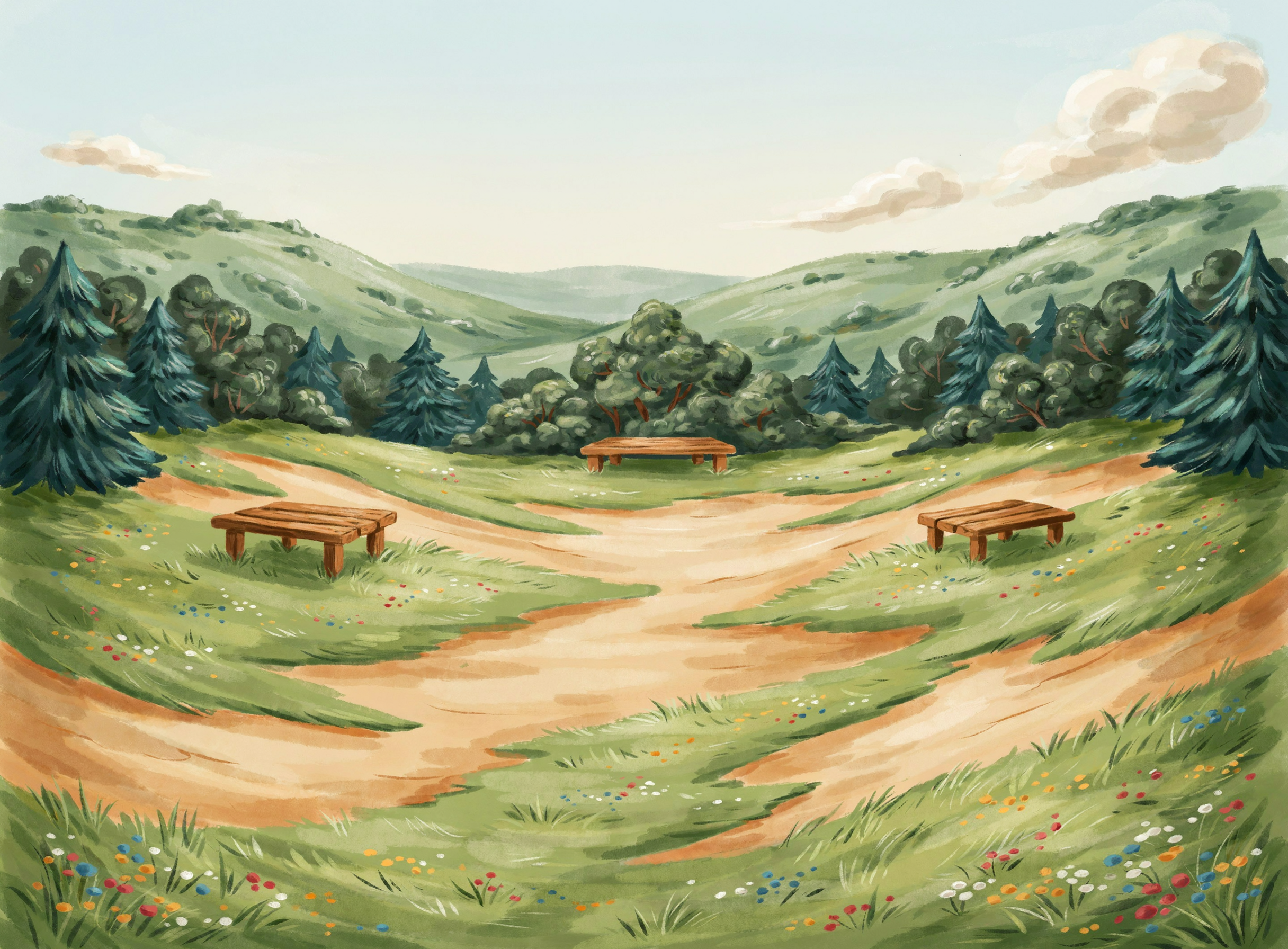 Illustrierte Szene: Camping