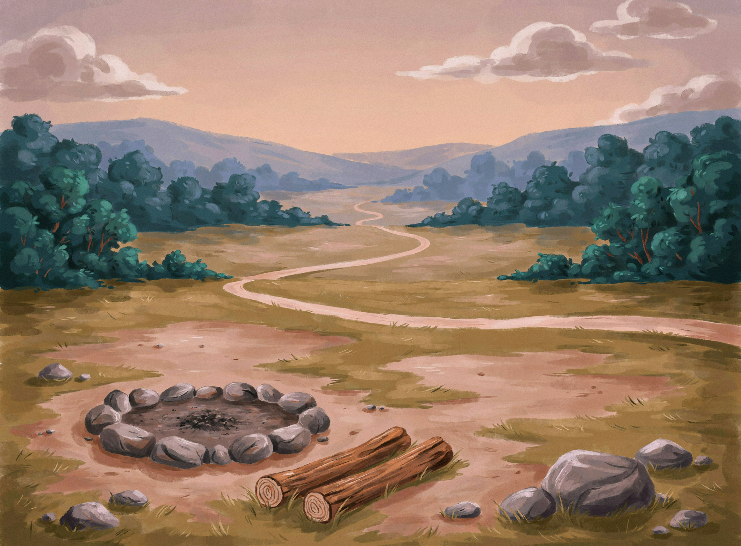 Illustrierte Szene: Camping