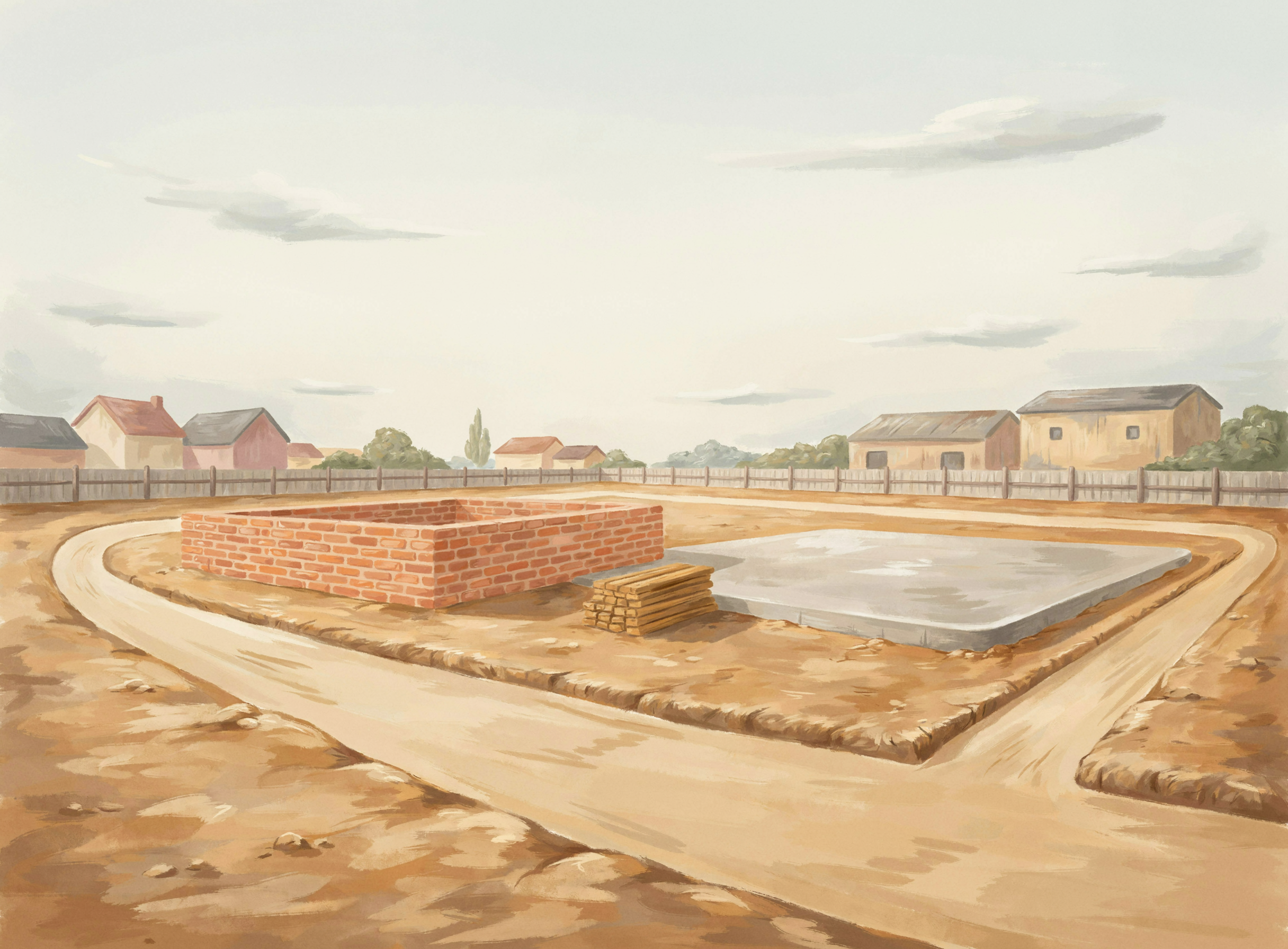 Illustrierte Szene: Baustelle