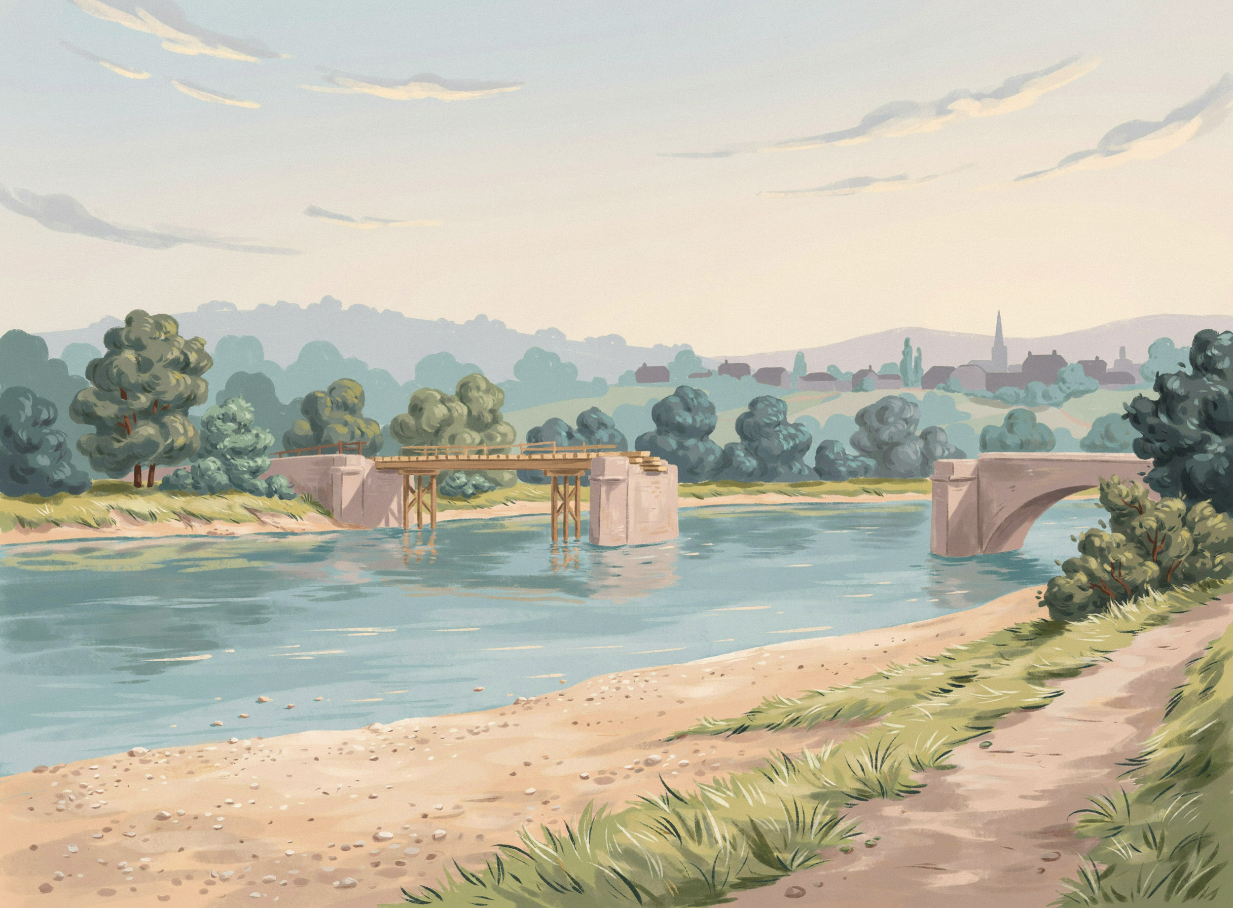 Illustrierte Szene: Baustelle