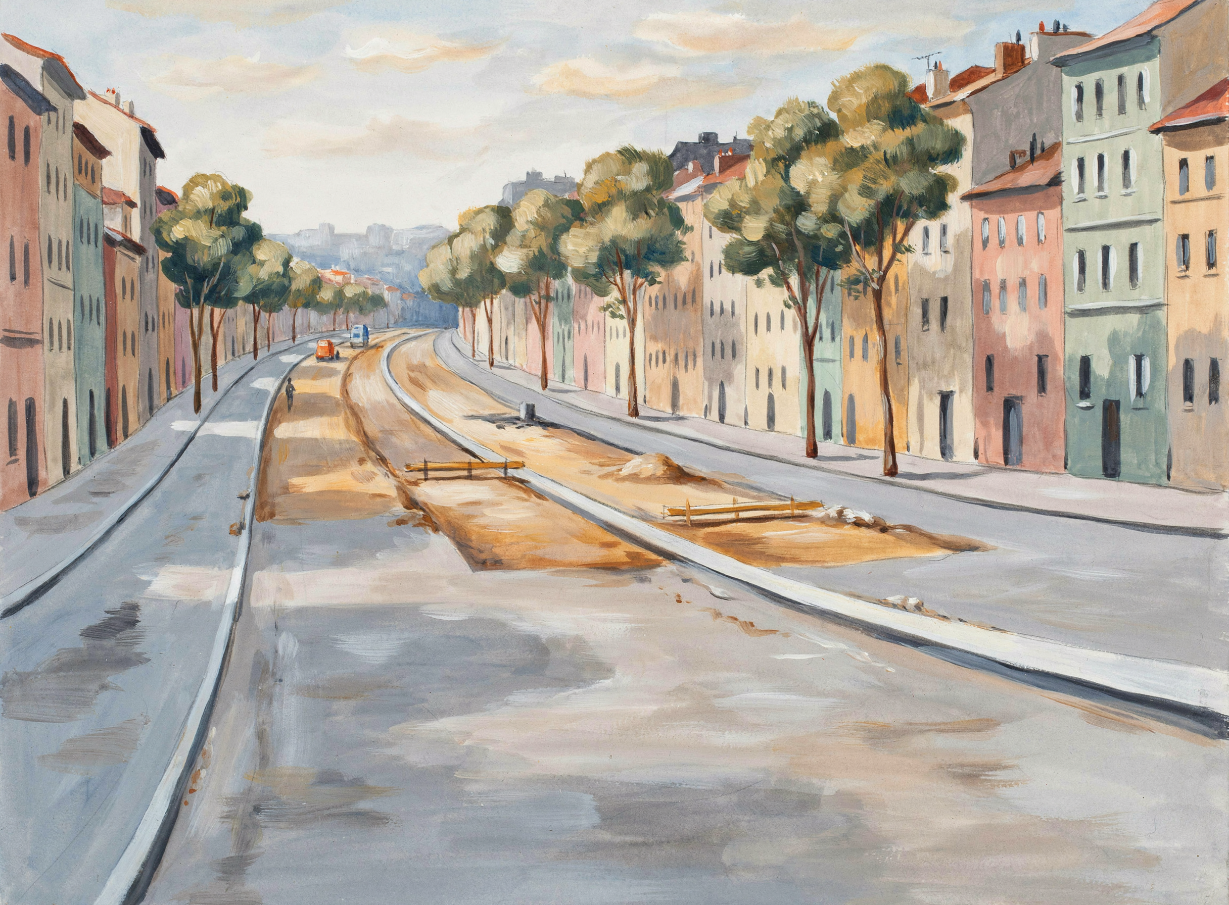 Illustrierte Szene: Baustelle