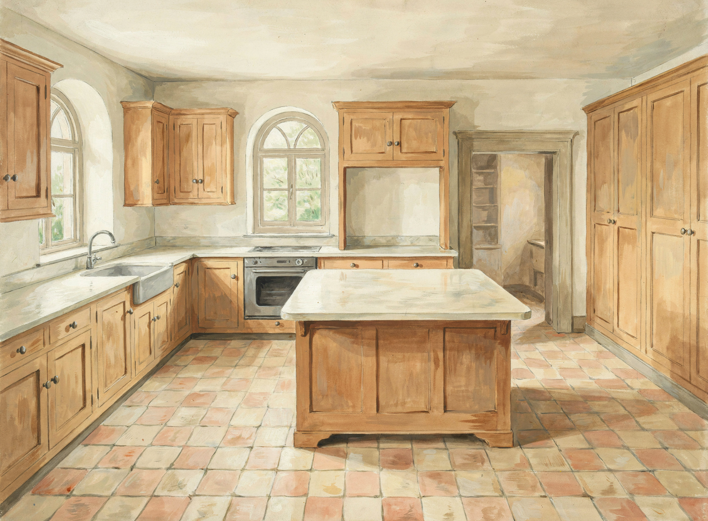 Illustrierte Szene: Kochen