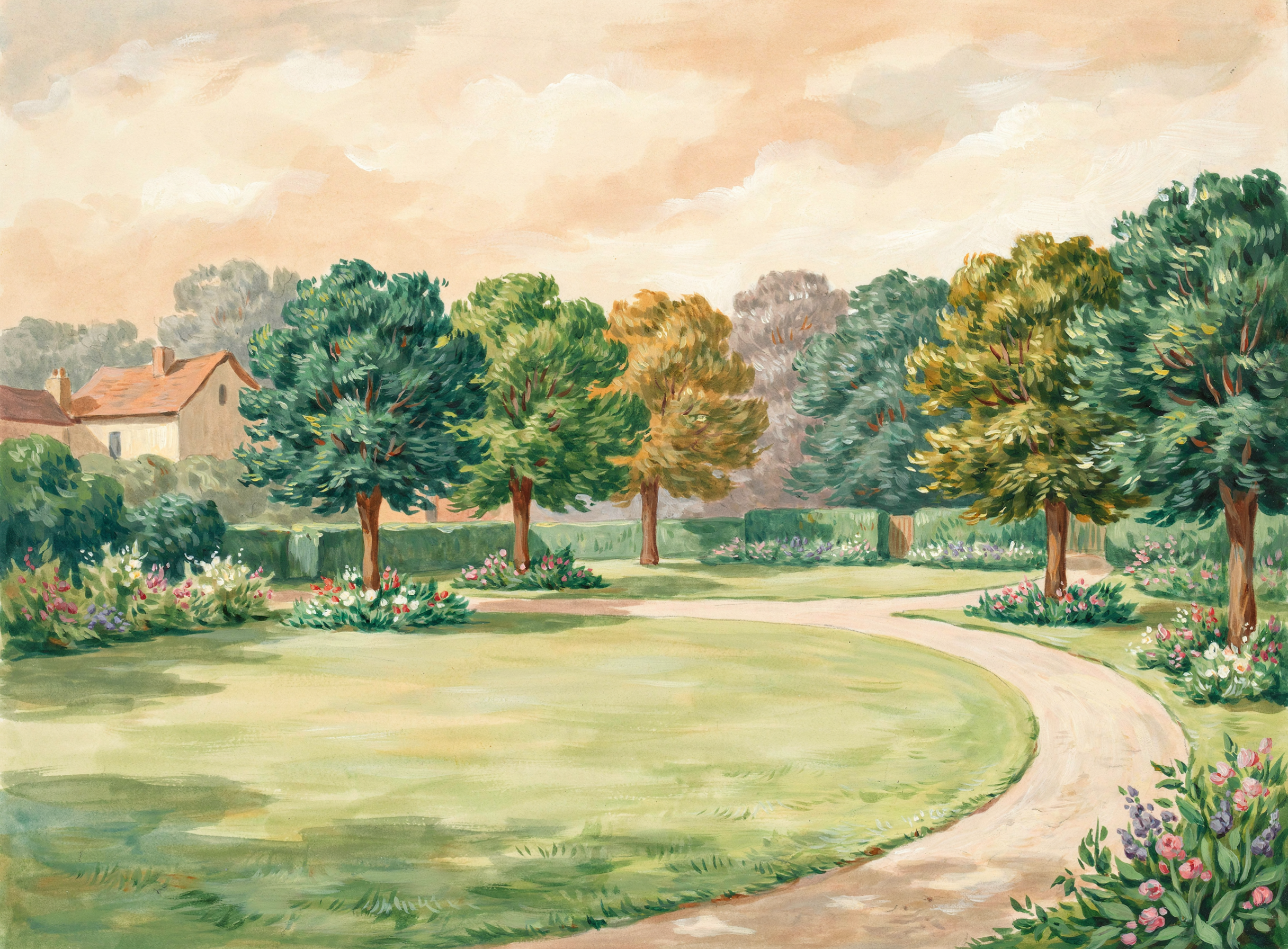 Illustrierte Szene: Garten