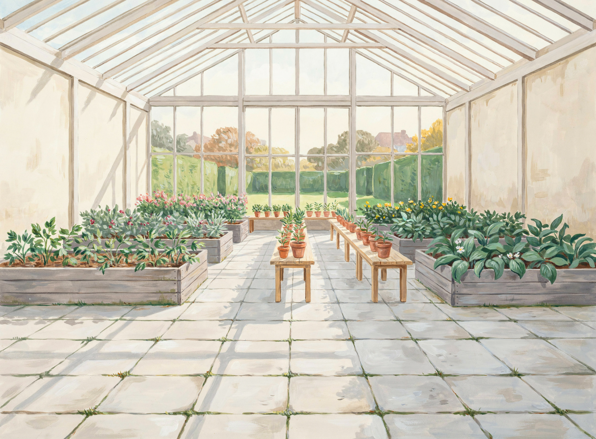 Illustrierte Szene: Garten