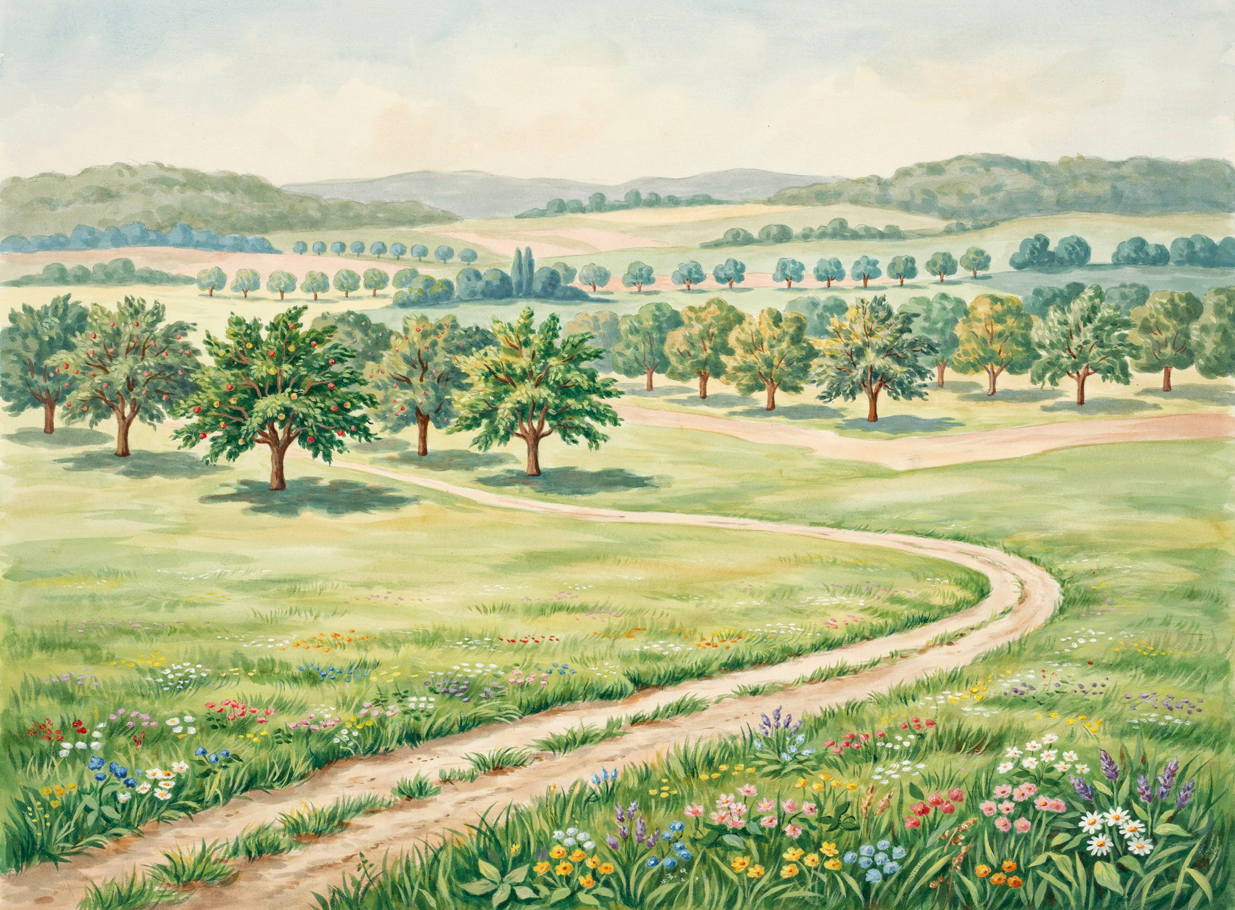 Illustrierte Szene: Garten