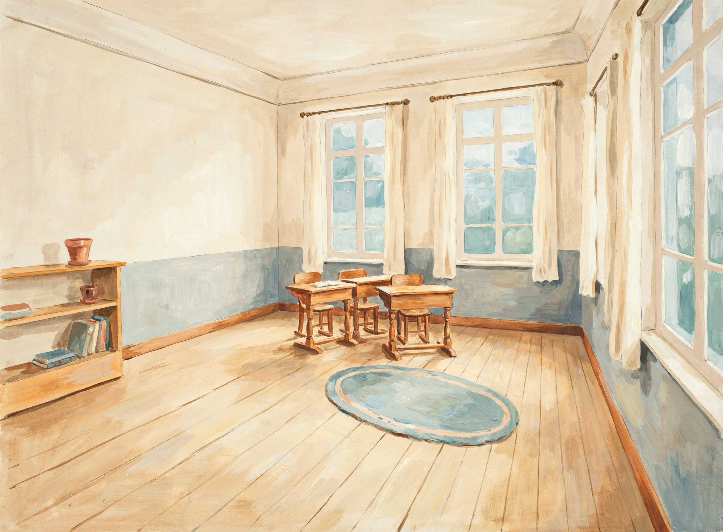 Illustrierte Szene: Schule